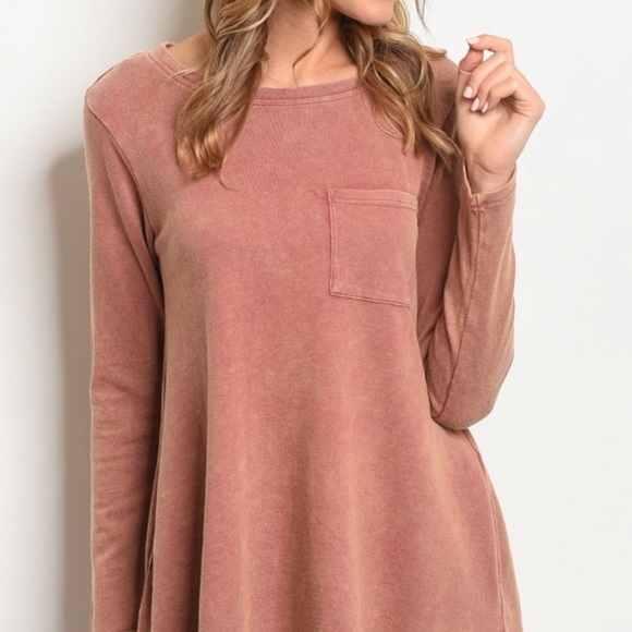 Last One! 5 ⭐️ Dusty Rose Lace Up Top / Dress - Picture 2 of 4